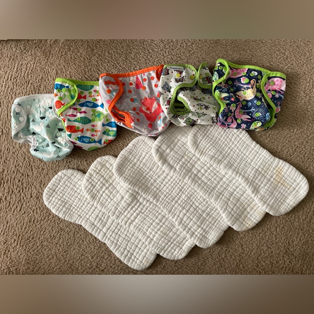 5 Cloth Diaper Shells and 100% Cotton Liners